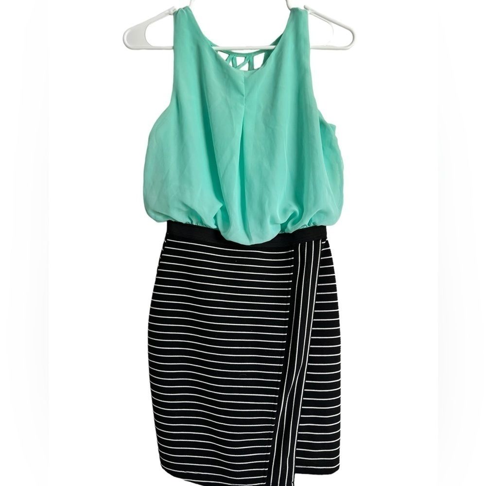 Speechless Solid Chiffon Stripe Lattice Style Dre… - image 3